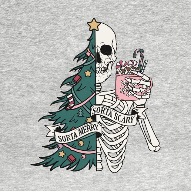 Sorta Merry Sorta Scary Christmas Tree Skeleton Fun by BusyMonkeyDesign